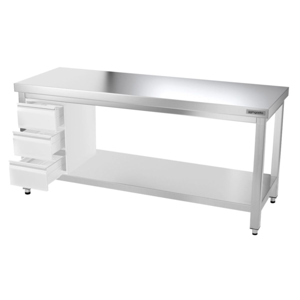 Table de travail en inox PREMIUM - 1500x800mm - avec fond de base sans rebord