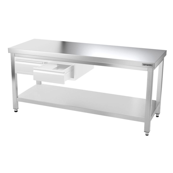 Table de travail en inox PREMIUM - 1500x800mm - avec fond de base sans rebord