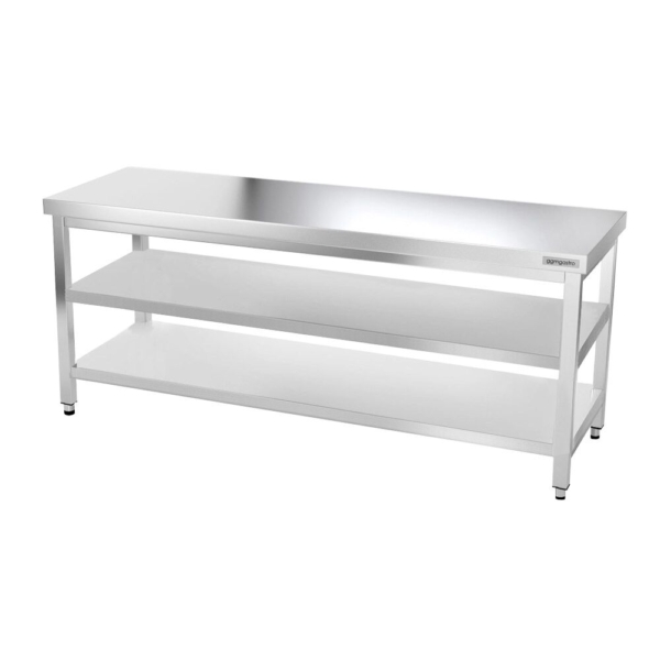 Table de travail en inox PREMIUM - 1600x600mm - avec tablette de base & intermédiaire