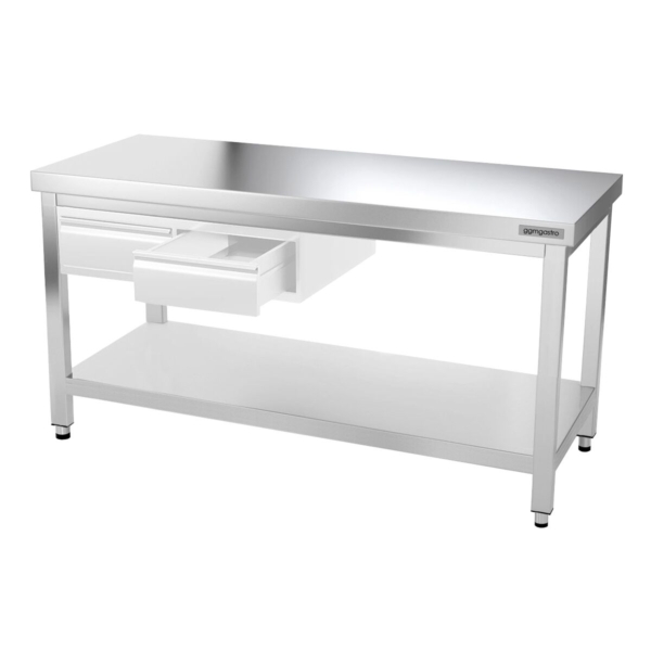 Table de travail en inox PREMIUM - 1600x700mm - avec fond de base sans rebord