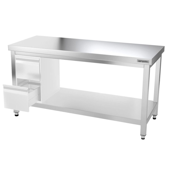 Table de travail en inox PREMIUM - 1600x700mm - avec fond de base sans rebord