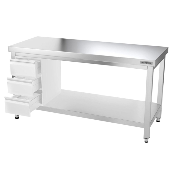 Table de travail en inox PREMIUM - 1600x700mm - avec fond de base sans rebord