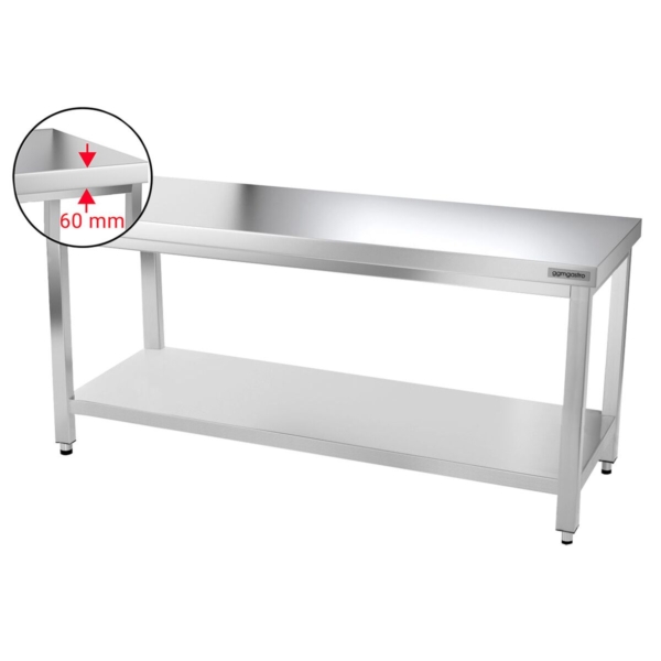 Table de travail en inox PREMIUM - 1600x800mm - avec fond de base sans rebord