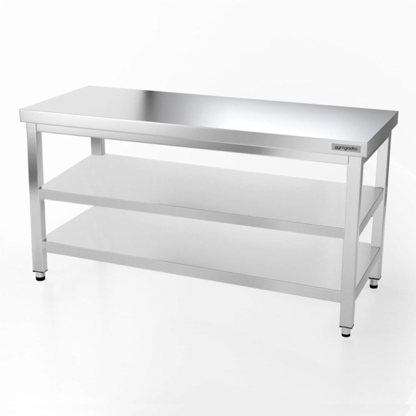 Table de travail en inox PREMIUM - 1600x800mm - avec tablette de base & intermédiaire