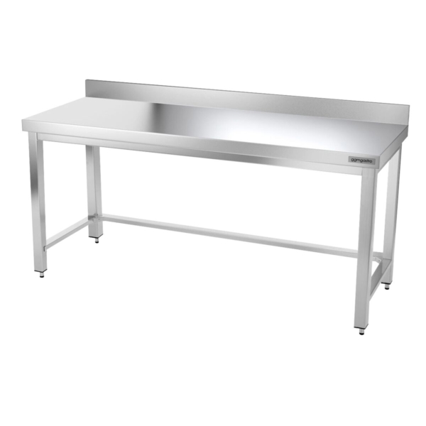 Table de travail en inox PREMIUM - 1800x800mm - avec fond de base, rebord & contreventement