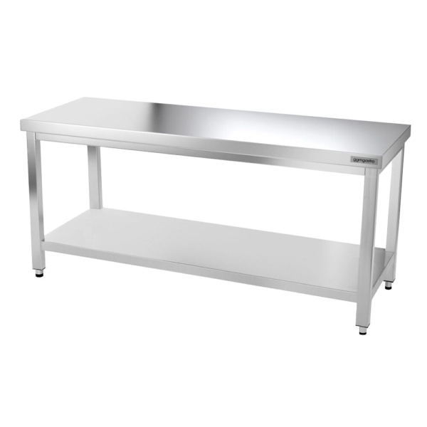 Table de travail inox PREMIUM - 1800x700mm - avec fond de base sans rebord