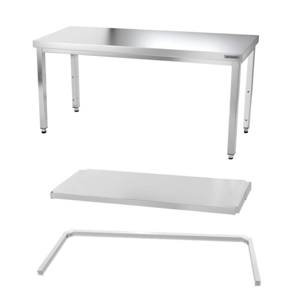 Table de travail en inox PREMIUM - 1800x800mm - avec fond de base & entretoise