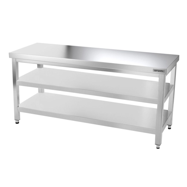 Table de travail en inox PREMIUM - 1800x700mm - avec tablette de base & intermédiaire