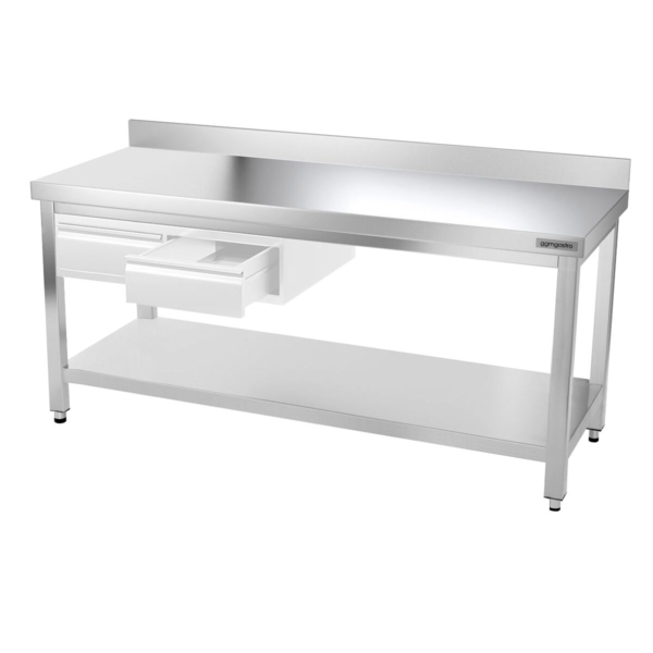 Table de travail en inox PREMIUM - 1800x700mm - avec fond de base & rebord