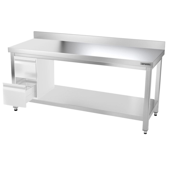 Table de travail en inox PREMIUM - 1800x700mm - avec fond de base & rebord