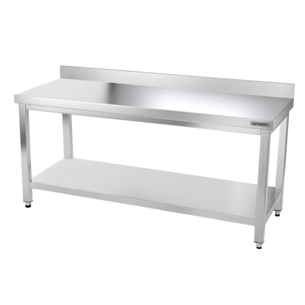 Table de travail en inox PREMIUM - 1800x700mm - avec fond de base, rebord & contreventement