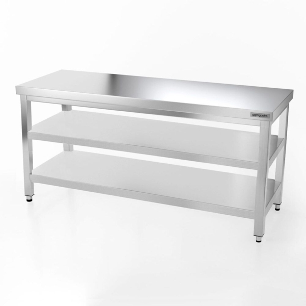 Table de travail en inox PREMIUM - 1800x800mm - avec tablette de base & intermédiaire