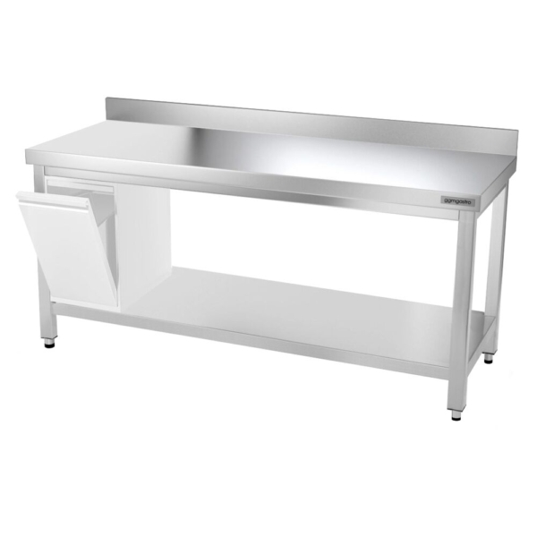 Table de travail en inox PREMIUM - 1800x800mm - avec fond de base, rebord & contreventement