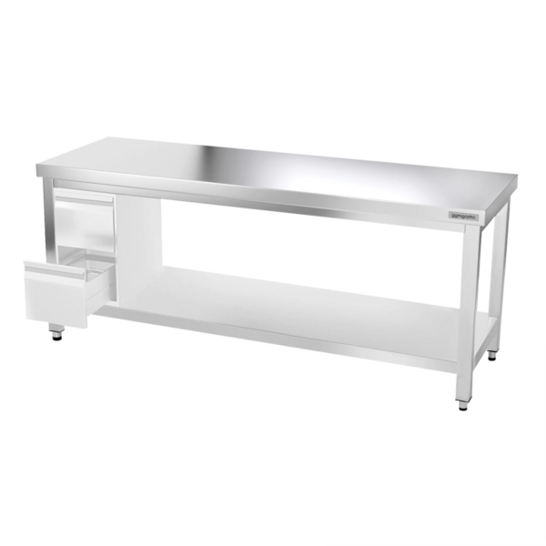 Table de travail en inox PREMIUM - 2000x600mm - avec fond de base sans rebord