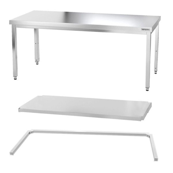 Table de travail en inox PREMIUM - 2000x600mm - avec fond de base & entretoise