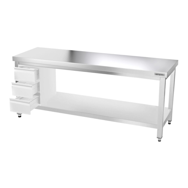 Table de travail en inox PREMIUM - 2000x600mm - avec fond de base & entretoise