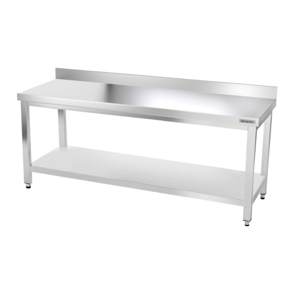 Table de travail en inox PREMIUM - 2000x600mm - avec fond de base & rebord