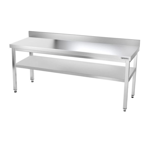 Table de travail en inox PREMIUM - 2000x600mm - avec fond de base & rebord