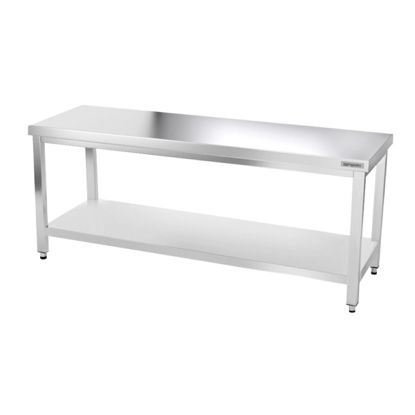 Table de travail inox PREMIUM - 2000x700mm - avec fond de base sans rebord