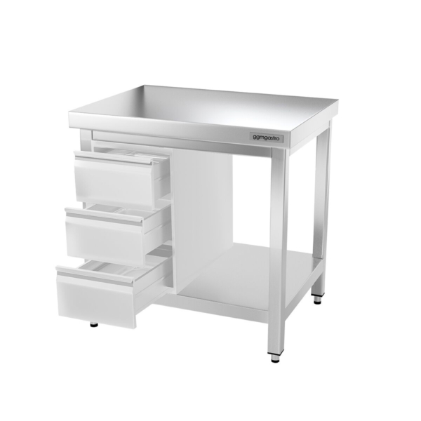 Table de travail en inox PREMIUM - 600x600mm - avec fond de base sans rebord