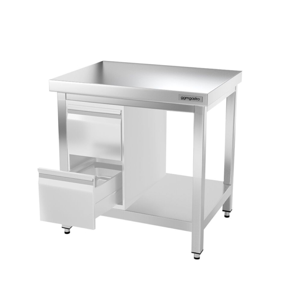 Table de travail en inox PREMIUM - 600x700mm - avec fond de base sans rebord