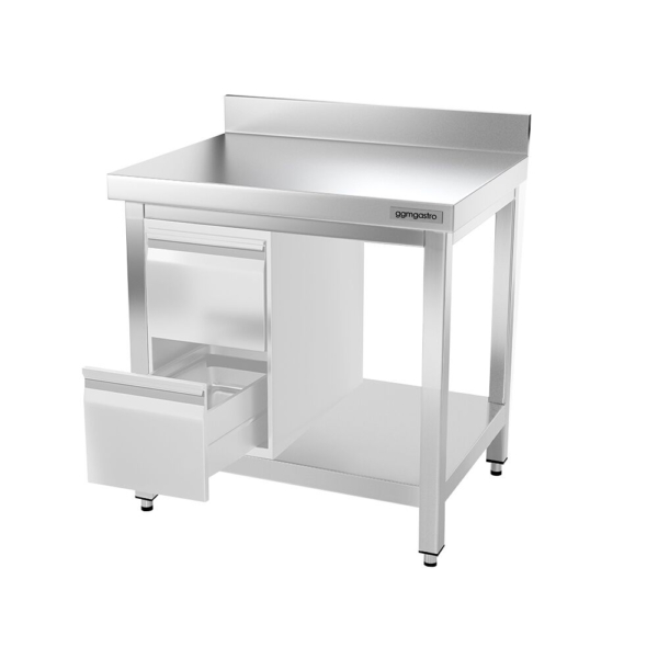 Table de travail en inox PREMIUM - 600x700mm - avec fond de base & rebord