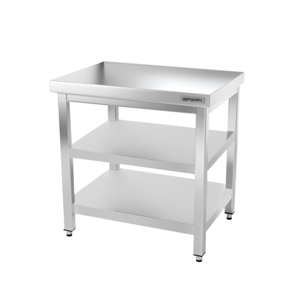 Table de travail en inox PREMIUM - 700x600mm - avec fond de base & étagère intermédiaire