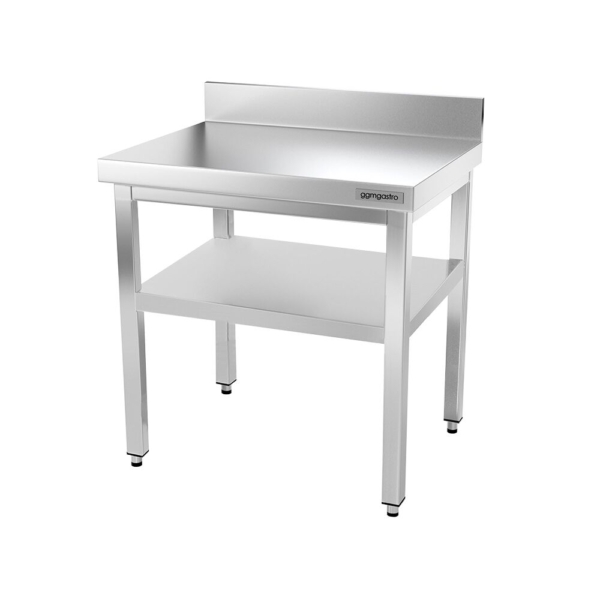 Table de travail en inox PREMIUM - 700x700mm - avec fond de base & rebord