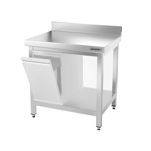 Table de travail en inox PREMIUM - 800x600mm - avec fond de base, rebord & contreventement