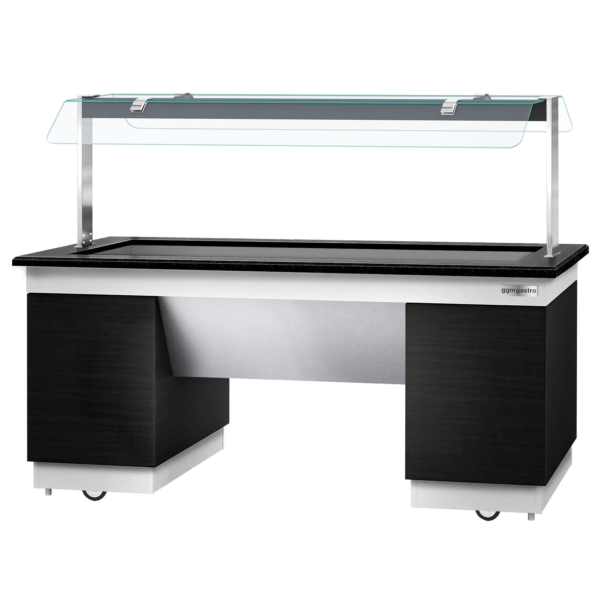 Comptoir buffet chaud DUBLIN - 2000mm - avec bain-marie & Roulettes - pour 5x GN 1/1