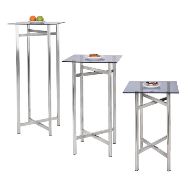 (3 Pièces) Ensemble table basse/support (pliable) - hauteur 70, 90 et 120 cm