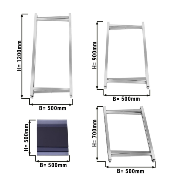 (3 Pièces) Ensemble table basse/support (pliable) - hauteur 70, 90 et 120 cm