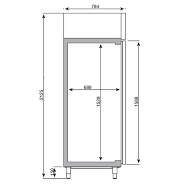 Réfrigérateur pour boulangerie en acier inoxydable PREMIUM PLUS - EN 60x80 - 796x960 mm - 785 litres - avec 1 porte