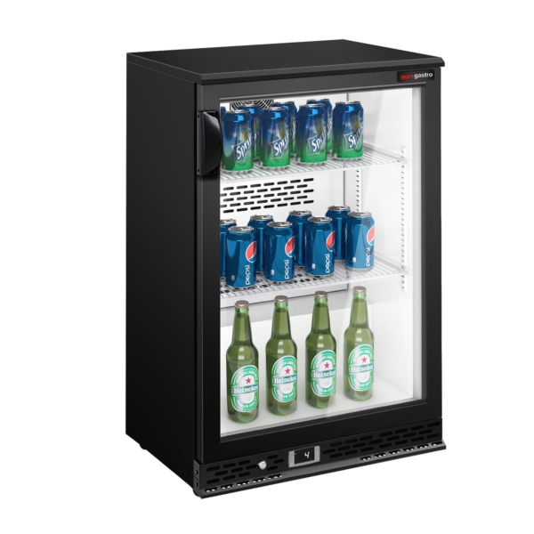 Réfrigérateur bar - 600mm - 140 litres - avec 1 porte battante en verre - Noir