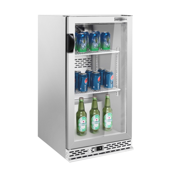 Réfrigérateur bar - 600mm - 140 litres - avec 1 porte battante en verre - Inox