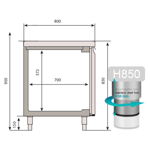 Table réfrigérée Premium PLUS - 2752x800mm - avec 4 portes vitrées