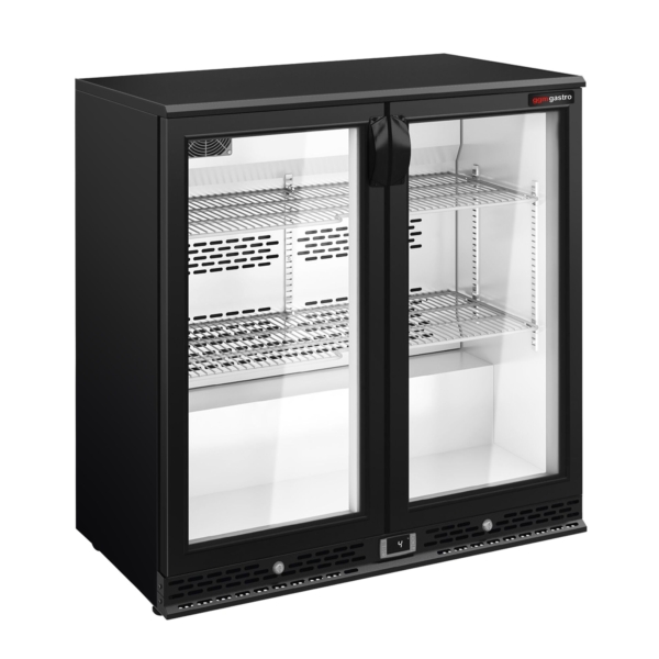 Réfrigérateur bar - 900mm - 220 litres - avec 2 portes battantes en verre - Noir