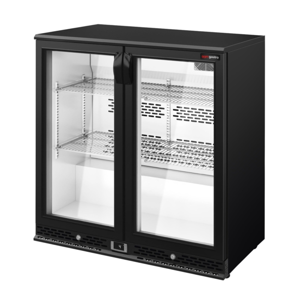 Réfrigérateur bar - 900mm - 220 litres - avec 2 portes battantes en verre - Noir