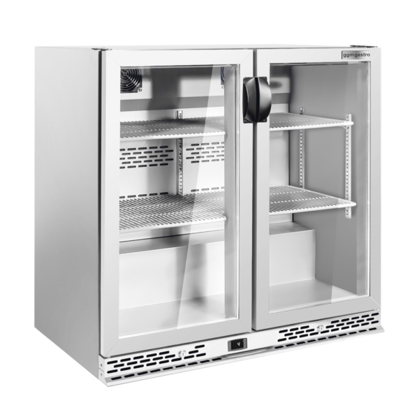 Réfrigérateur bar - 900mm - 220 litres - avec 2 portes battantes en verre - inox