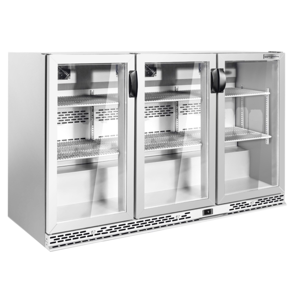 Réfrigérateur bar - 1350mm - 330 litres - avec 3 portes battantes en verre - inox