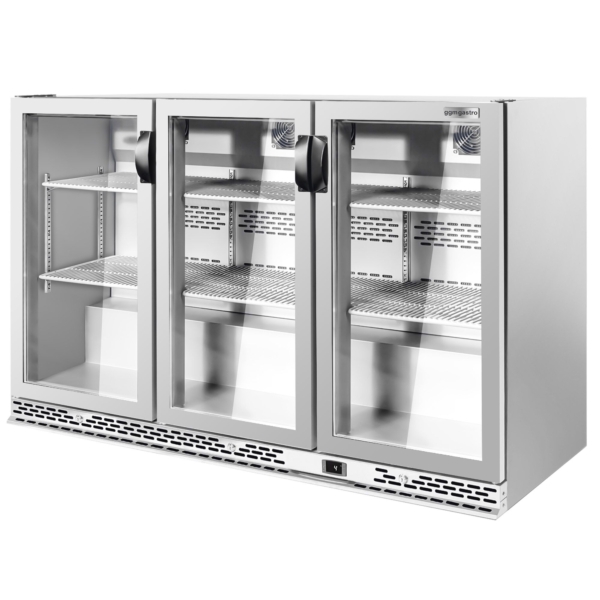 Réfrigérateur bar - 1350mm - 330 litres - avec 3 portes battantes en verre - inox