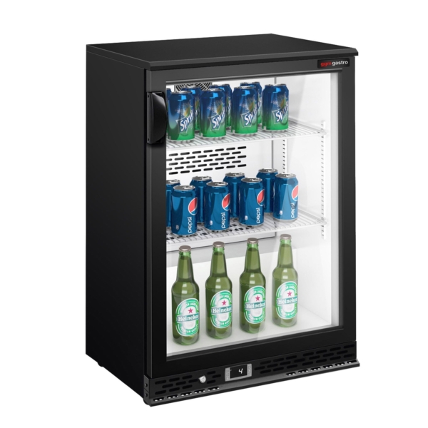 Réfrigérateur bar - 600mm - 125 litres - avec 1 porte battante en verre - Noir