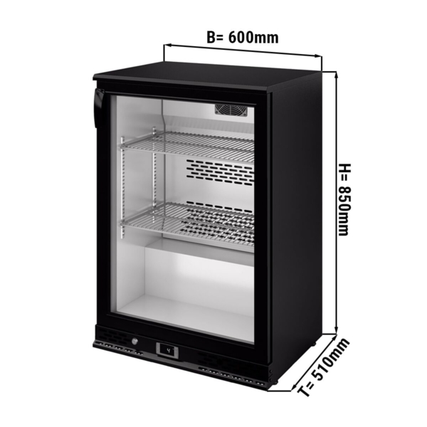 Réfrigérateur bar - 600mm - 125 litres - avec 1 porte battante en verre - Noir