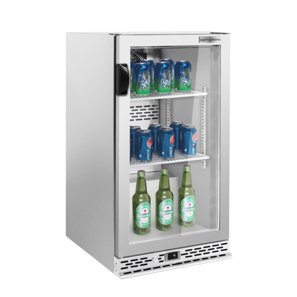 Réfrigérateur bar - 600mm - 125 litres - avec 1 porte battante en verre - Inox