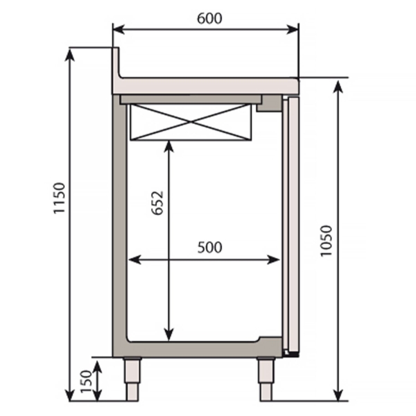 Table réfrigérée pour bar et boissons Premium PLUS - 1960x600mm - avec 3 portes vitrées & rebord