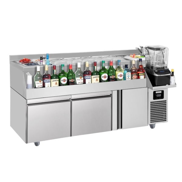 Table réfrigérée pour bar et boissons - 1600x600mm - 235 litres - avec 1 porte, 2 tiroirs & étagères