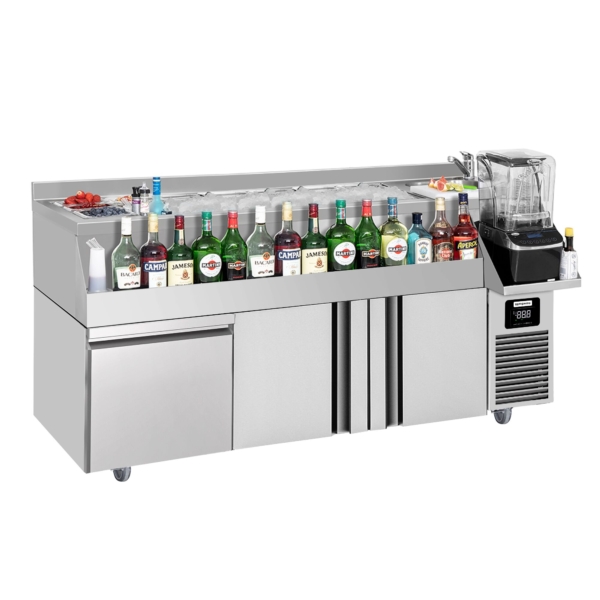 Table réfrigérée pour bar et boissons - 1600x600mm - 235 litres - avec 2 portes, 1 tiroir & étagères