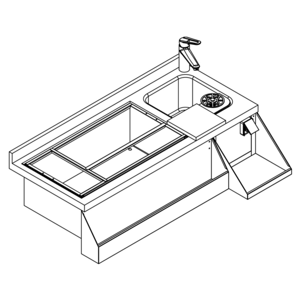 Table réfrigérée pour bar & boissons - 1600x600mm - 235 litres - avec 6 tiroirs & étagères