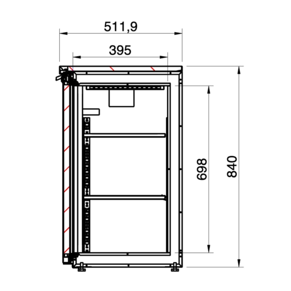 Table réfrigérée premium pour bar et boissons - 1435x528 mm - 260 litres - avec 2 portes en verre