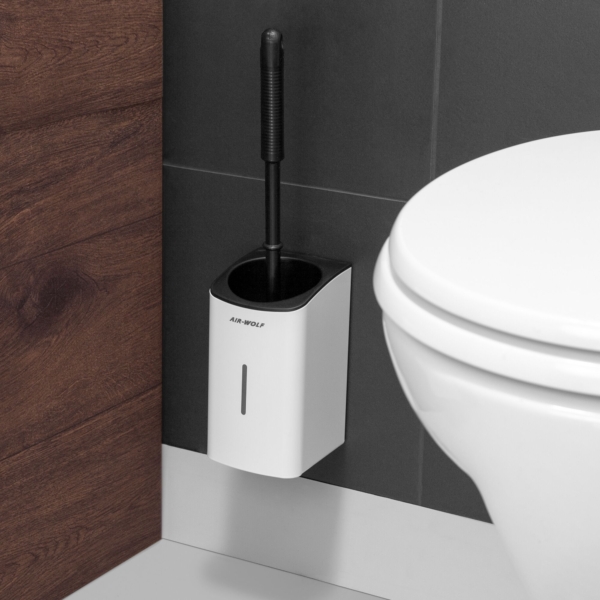 AIR-WOLF | Porte-brosse WC - ouvert en haut -  Acier inoxydable blanc